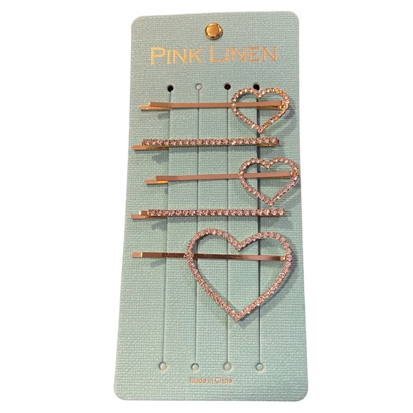 Pink Linen Accessories - Pink Linen Sparkly Rhinestone Hair Pins Set of 5